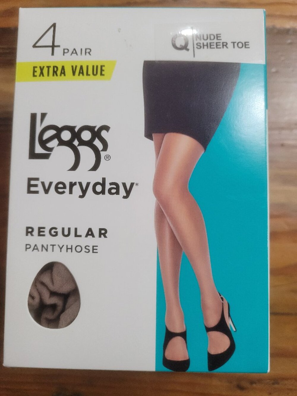 4 Pair L'Eggs Nude Sheer Toe Everyday Regular Pantyhose Size Q Hose Stockings
